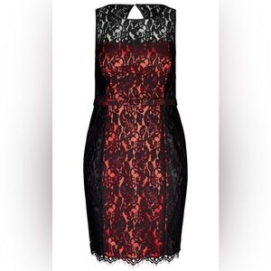 Elegant Black and Red Lace Dress
